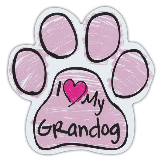 Magnet, Dog Paw, Pink Scribble, I Love My Grandog, 5.5