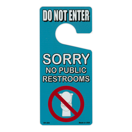 Door Knob Hanger, Metal, Do Not Enter, Sorry, No Public Restrooms, 4
