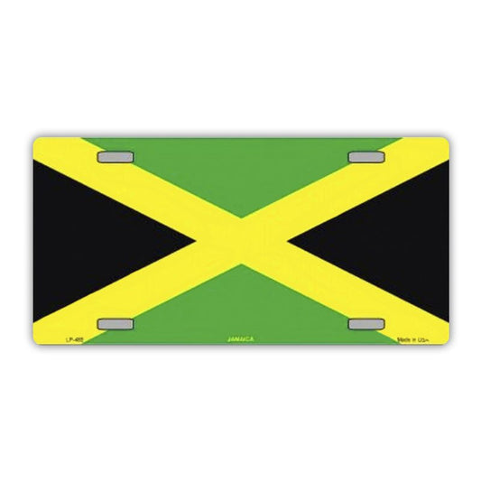 License Plate, Metal Vanity Tag Cover, Jamaican Flag, Jamaica, 12