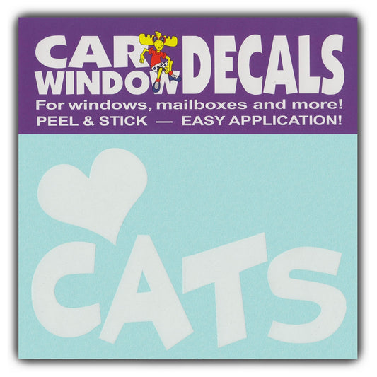 Decal, Window Decal, I Love Cats, 4.5