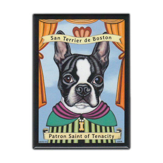 Magnet, Refrigerator Magnet, Patron Saint Dog Series, Boston Terrier, Vintage Advertising Art, 2.5