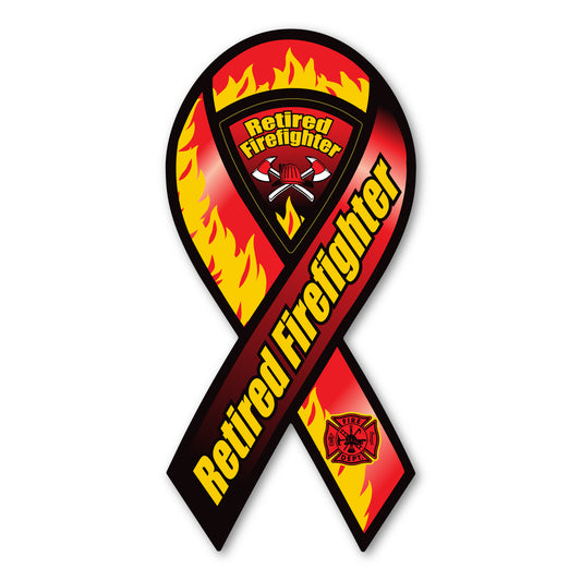 Magnet, Ribbon Shaped Magnet, Retired Firefighter, Fire Department, 3.75