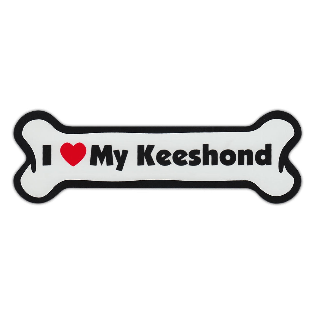 Dog Bone Magnet - I Love My Keeshond