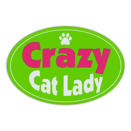 Magnet, Oval, Crazy Cat Lady, Green, 6