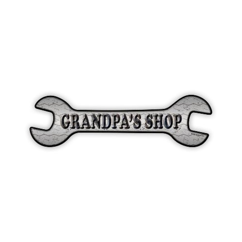 Aluminum Metal Sign - Grandpa's Shop (17" x 4.75")