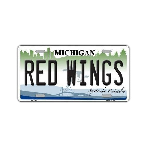 License Plate, Metal Vanity Tag Cover, Detroit Red Wings, 12
