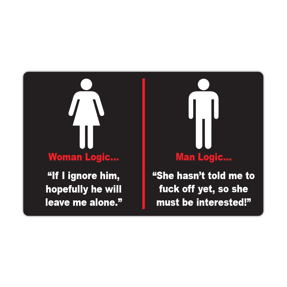 Refrigerator Magnet - Man Versus Woman Sex Logic - 5" x 3"