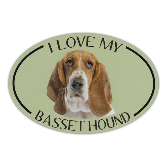 Magnet, Oval, I Love My Basset Hound, 6