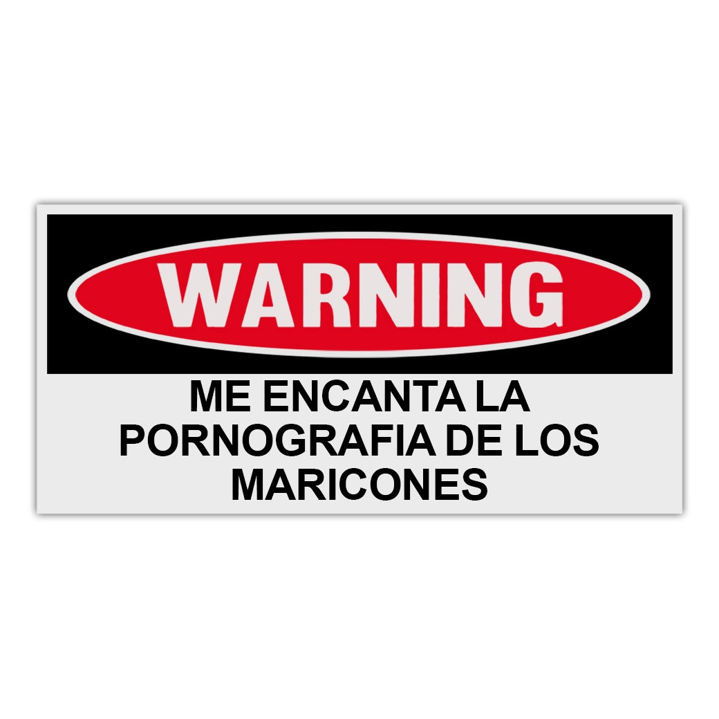 Funny Warning Sticker - I Love Gay Porn (Spanish)