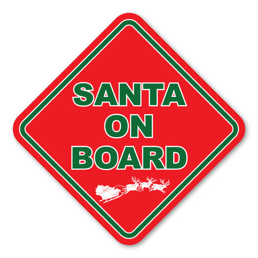 Magnet, Diamond Magnet, Santa On Board, Christmas, Red, 6.5