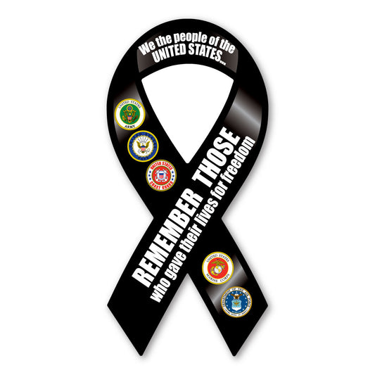 Magnet, Ribbon Shaped Magnet, Remember Those Who Gave Their Lives, Military, 3.75
