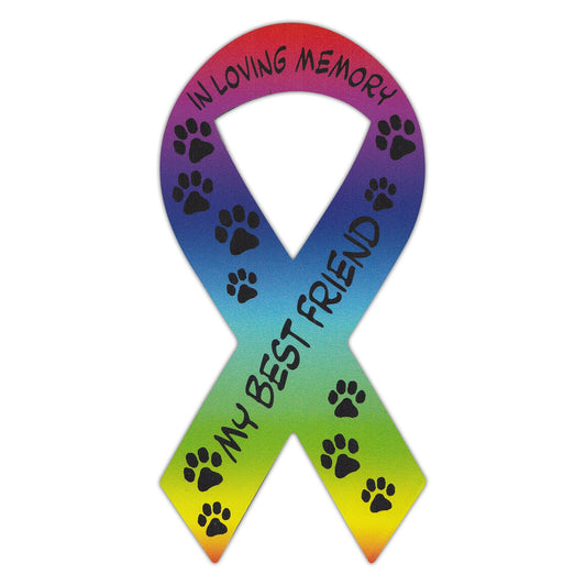 Magnet, Ribbon, In Loving Memory My Best Friend (Rainbow), 4
