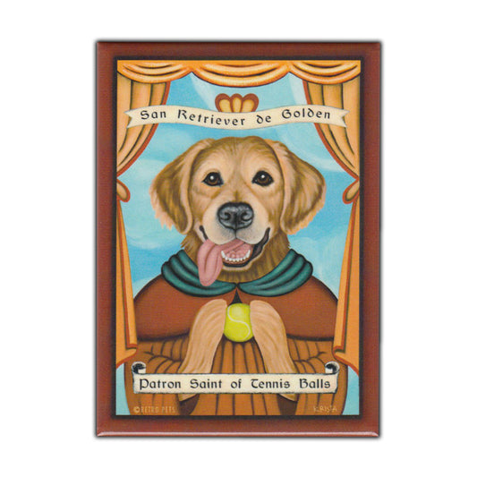 Magnet, Refrigerator Magnet, Patron Saint Dog Series, Golden Retriever, Vintage Advertising Art, 2.5