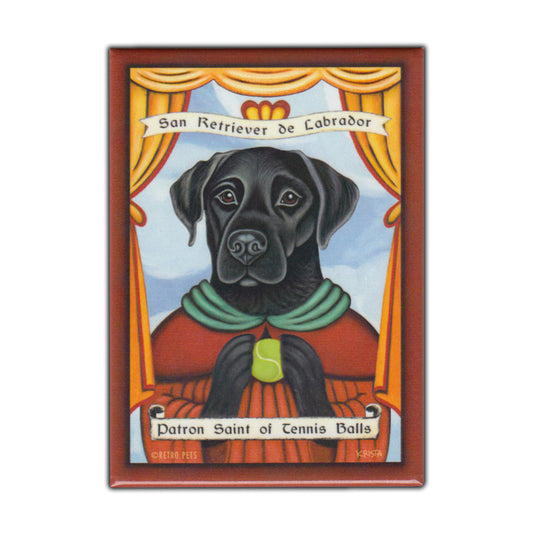 Magnet, Refrigerator Magnet, Patron Saint Dog Series, Black Lab (Labrador Retriever), Vintage Advertising Art, 2.5