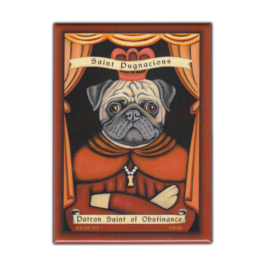 Magnet, Refrigerator Magnet, Patron Saint Dog Series, Pug, Vintage Advertising Art, 2.5