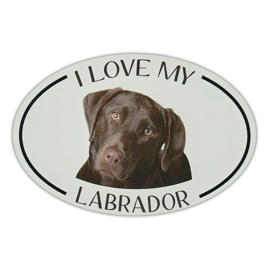 Magnet, Oval, I Love My Labrador (Chocolate Lab), 6
