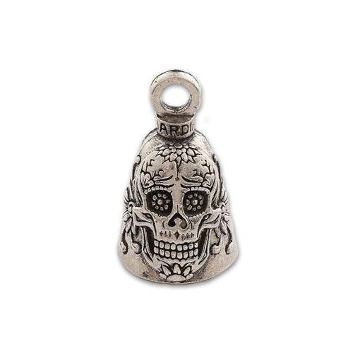 Guardian Bell, Metal, Day of the Dead Sugar Skull, Motorcycle Good Luck Bell, .75