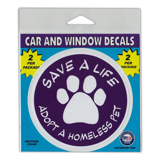 Window Decals, 2-Pack, Save A Life Adopt A Homeless Pet, 4