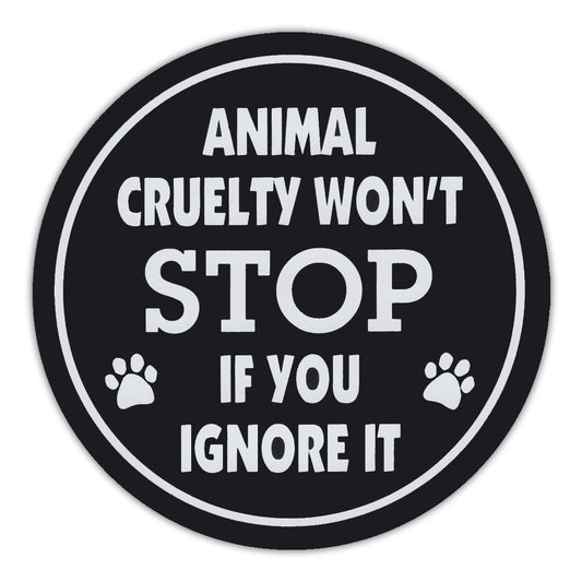 Magnet, Round, Stop Animal Cruelty, Black, 4.75