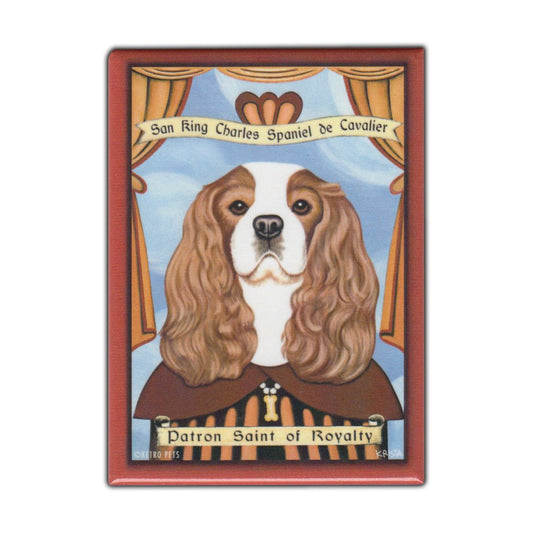 Magnet, Refrigerator Magnet, Patron Saint Dog Series, Cavalier King Charles Spaniel, Vintage Advertising Art, 2.5