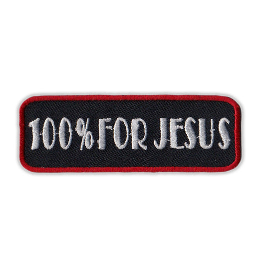 Patch, Embroidered Patch, 100% For Jesus, Red, 3