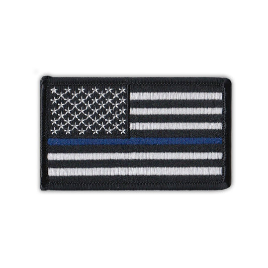 Patch, Embroidered Patch, United States Flag Thin Blue Line, Police, 3.25