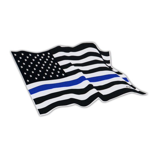 Sticker, Bumper Sticker, Thin Blue Line Waving United States Flag, Police Decal, 7
