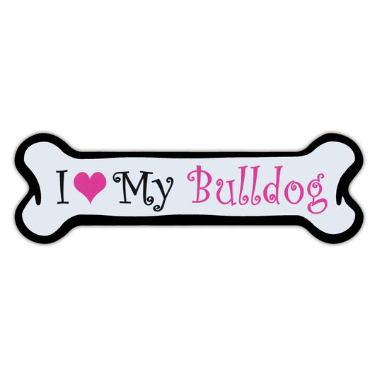 Magnet, Pink Dog Bone Magnet, I Love My Bulldog, 7