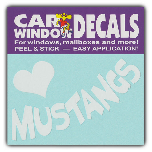 Decal, Window Decal, I Love Mustangs, 4.5