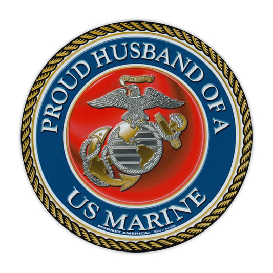 Magnet, Round, Proud Husband of a Marine, 5