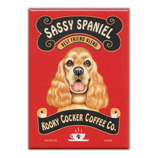 Magnet, Refrigerator Magnet, Sassy Spaniel Coffee, 2.5