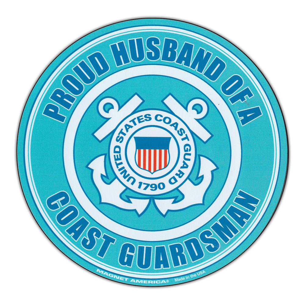 Round Magnet - Proud Husband U.S. Coast Guard