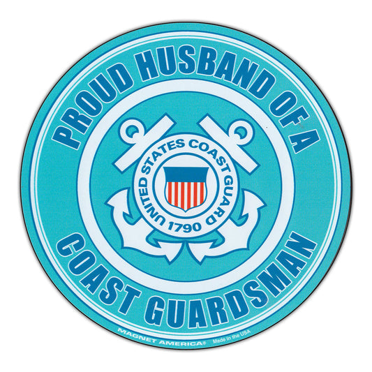 Magnet, Round, Proud Husband U.S. Coast Guard, 5