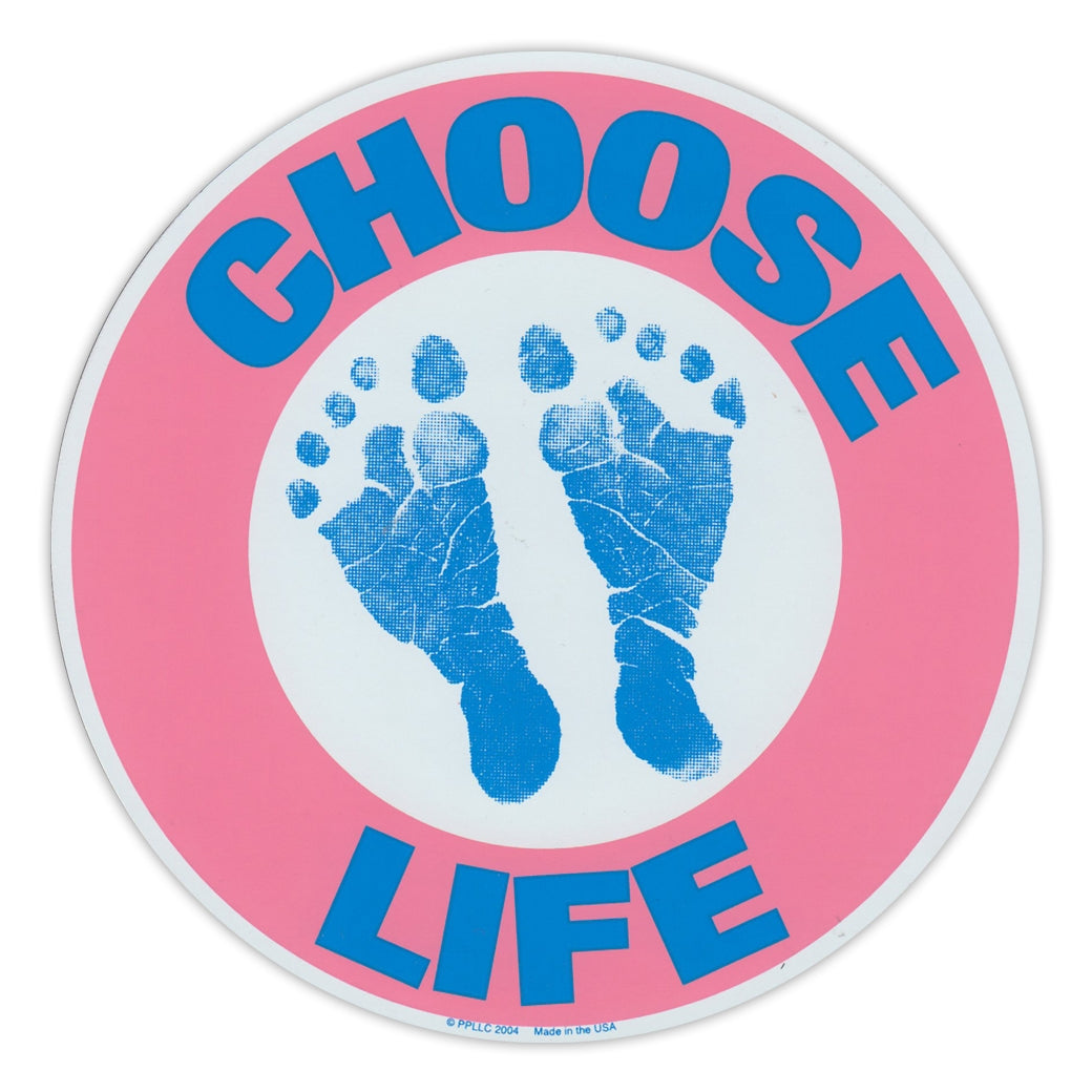 Round Magnet - Choose Life, Pink/Blue