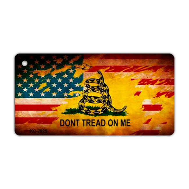 Aluminum Keychain - Gadsden Flag United States Flag Weathered Look