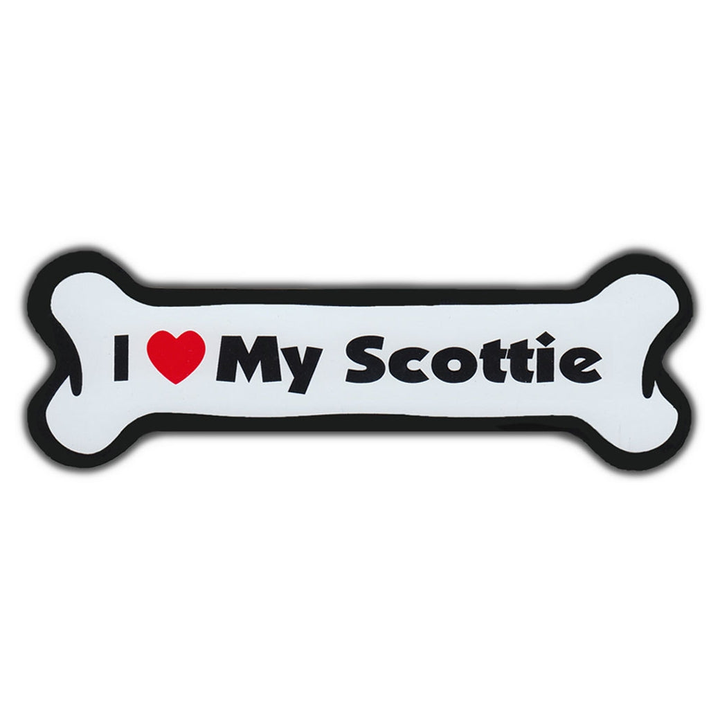 Dog Bone Magnet - I Love My Scottie