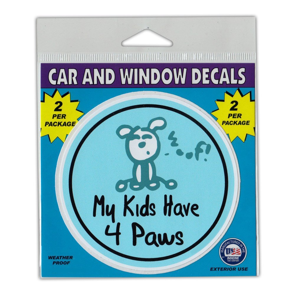 Window Decals (2-Pack) - My Kids Have 4 Paws (4" Diameter)