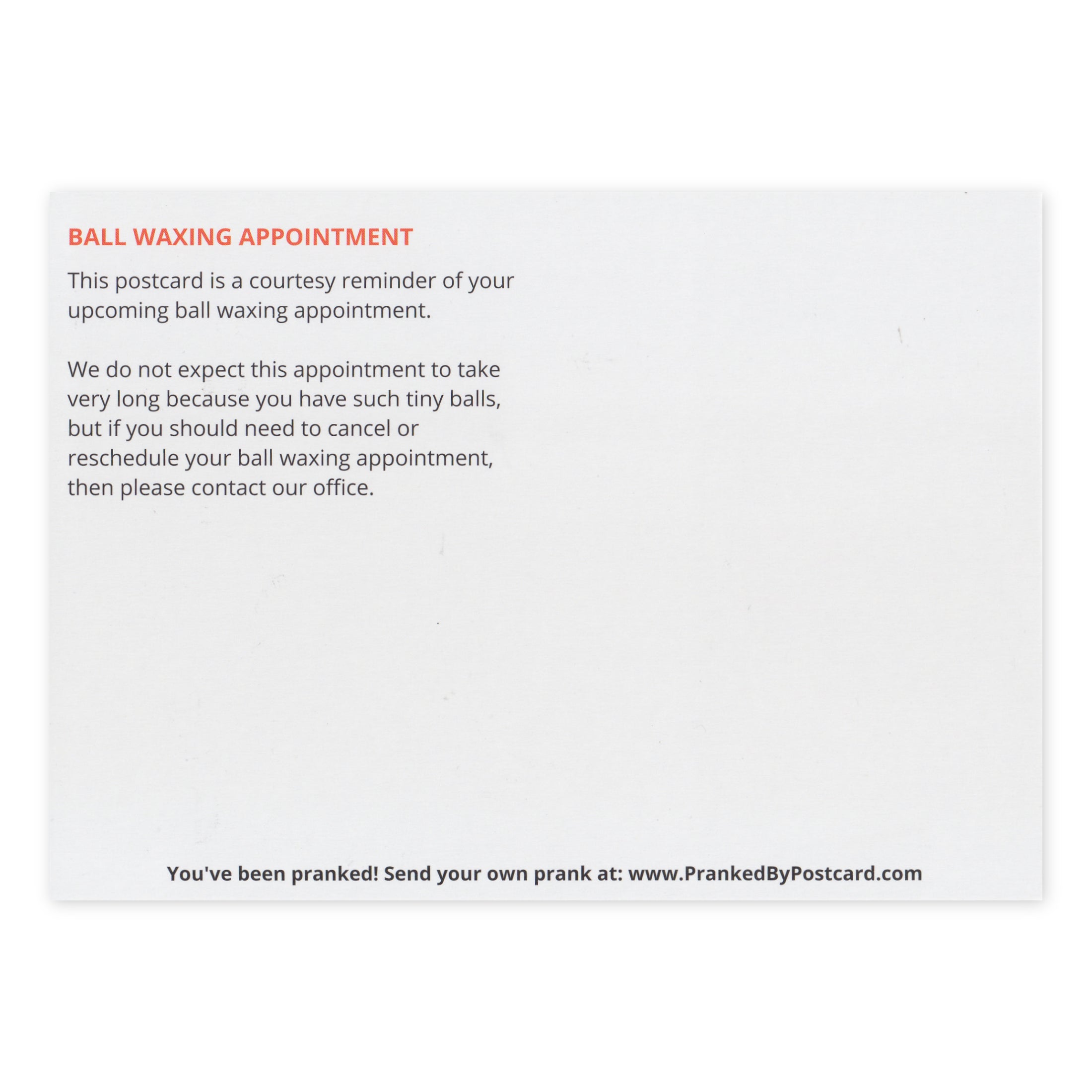 Prank Postcards (10-Pack, Ball Waxing Appointment) - Back