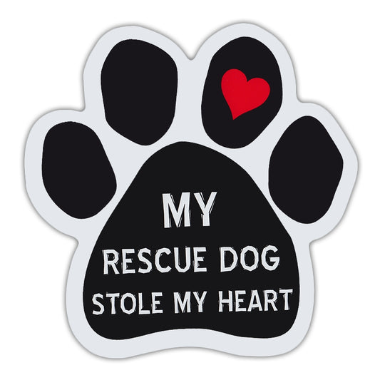 Magnet, Dog Paw, My Rescue Dog Stole My Heart, 5.5