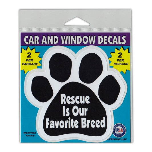 Window Decals, 2-Pack, Rescue is Our Favorite Breed, 4.25