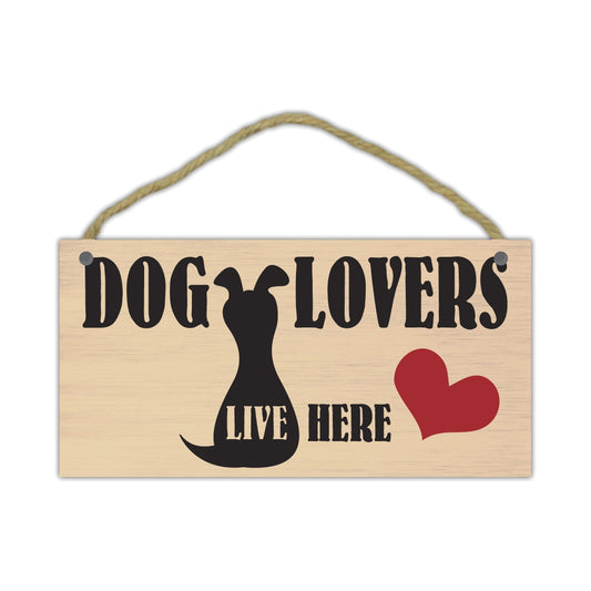 Sign, Wood, Dog Lovers Live Here (Black & Red), 10