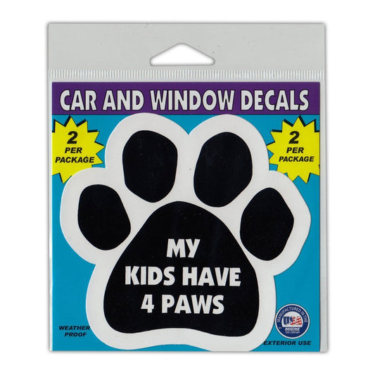 Window Decals, 2-Pack, My Kids Have Four Paws, 4.5