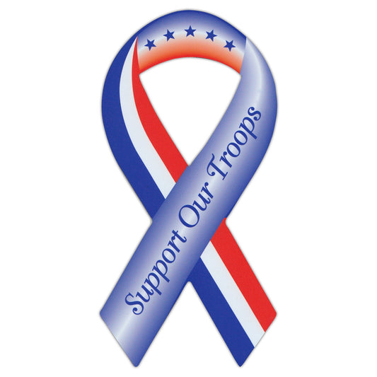 Magnet, Ribbon, Support Our Troops (Red, White, Blue), 4