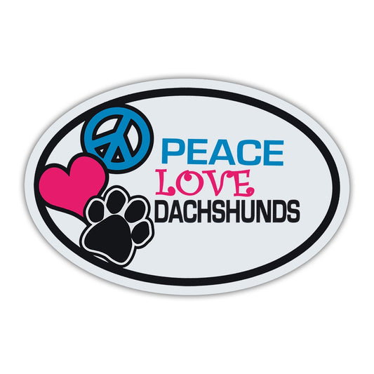 Magnet, Oval, Peace, Love, Dachshunds, 6