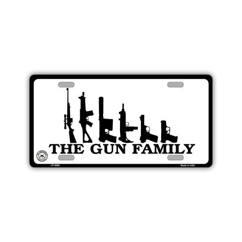 License Plate, Metal Vanity Tag Cover, Gun Family, 12