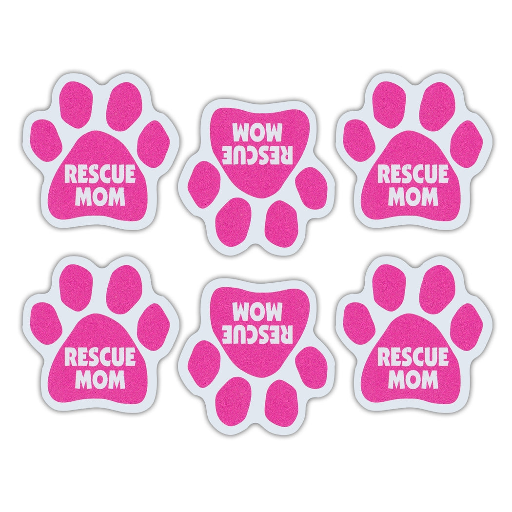 Magnet Variety Pack - Pink Rescue Mom Paw Magnets, 1.75" x 1.75" Each