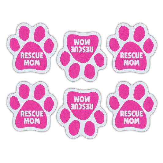 Magnets, Magnet Pack, Set of 6, Pink Rescue Mom Paw Magnets, 1.75