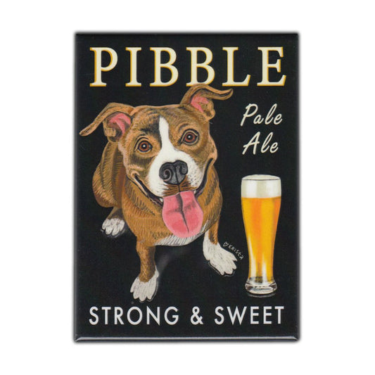 Magnet, Refrigerator Magnet, Pibble Pale Ale, Pit Bull Terrier Dog, Vintage Advertising Art, 2.5