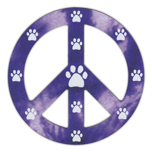 Magnet, Peace Sign, Purple Design w/Paw Prints, 4.75