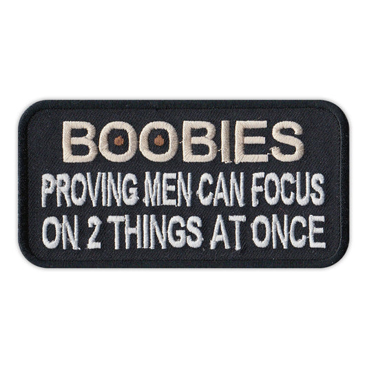 Patch, Embroidered Patch, Boobies, Proving Men Can Focus On 2 Things At Once, 4